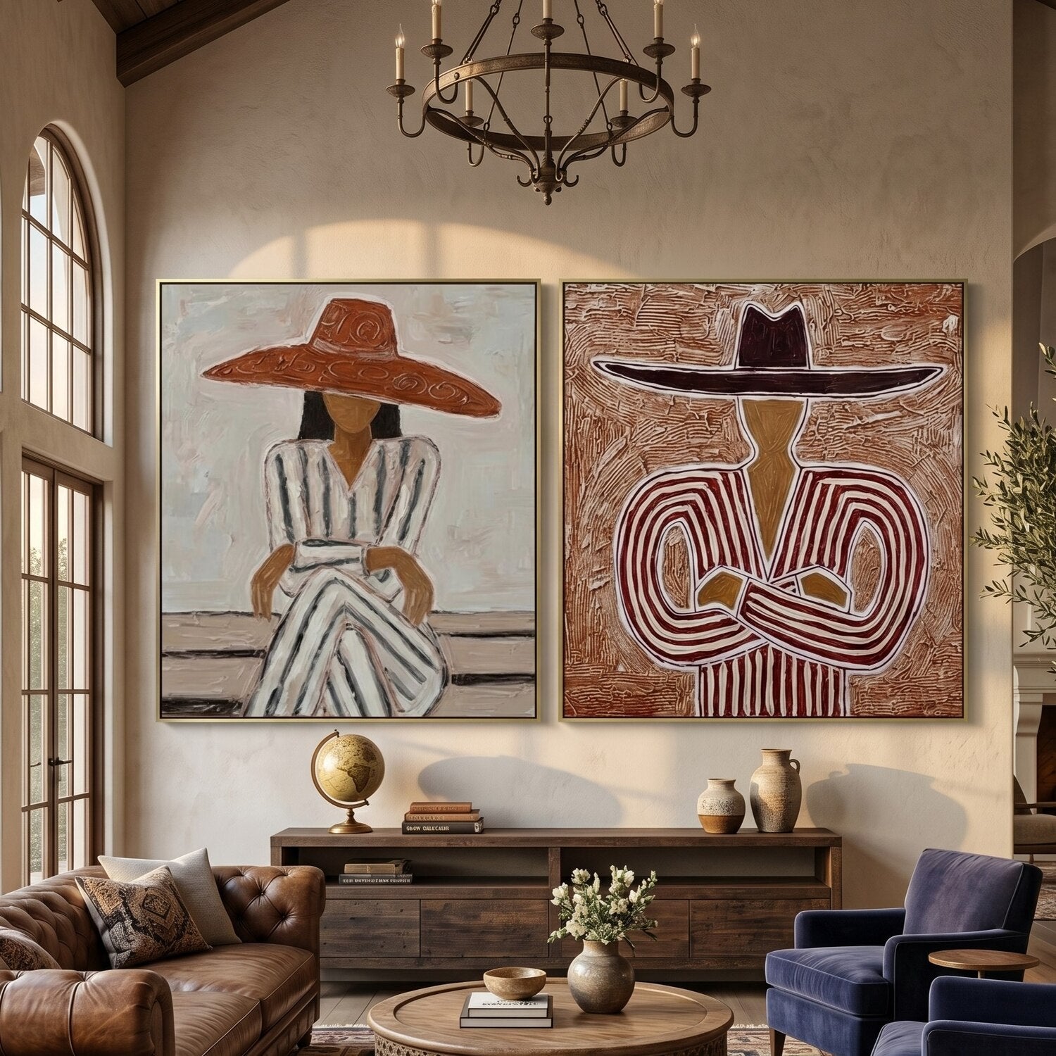Vintage Americana Art | Duet in Ochre – Carmeloilart