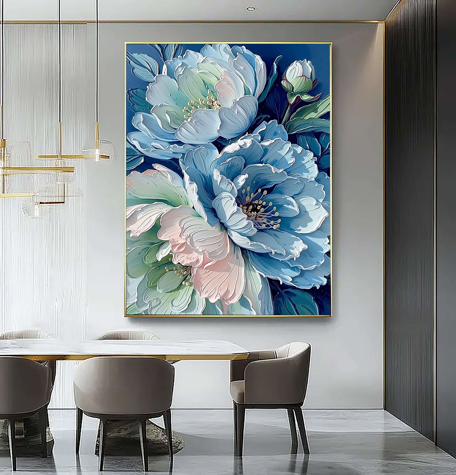 Contemporary Luxe Art | Sapphire Gold Flow