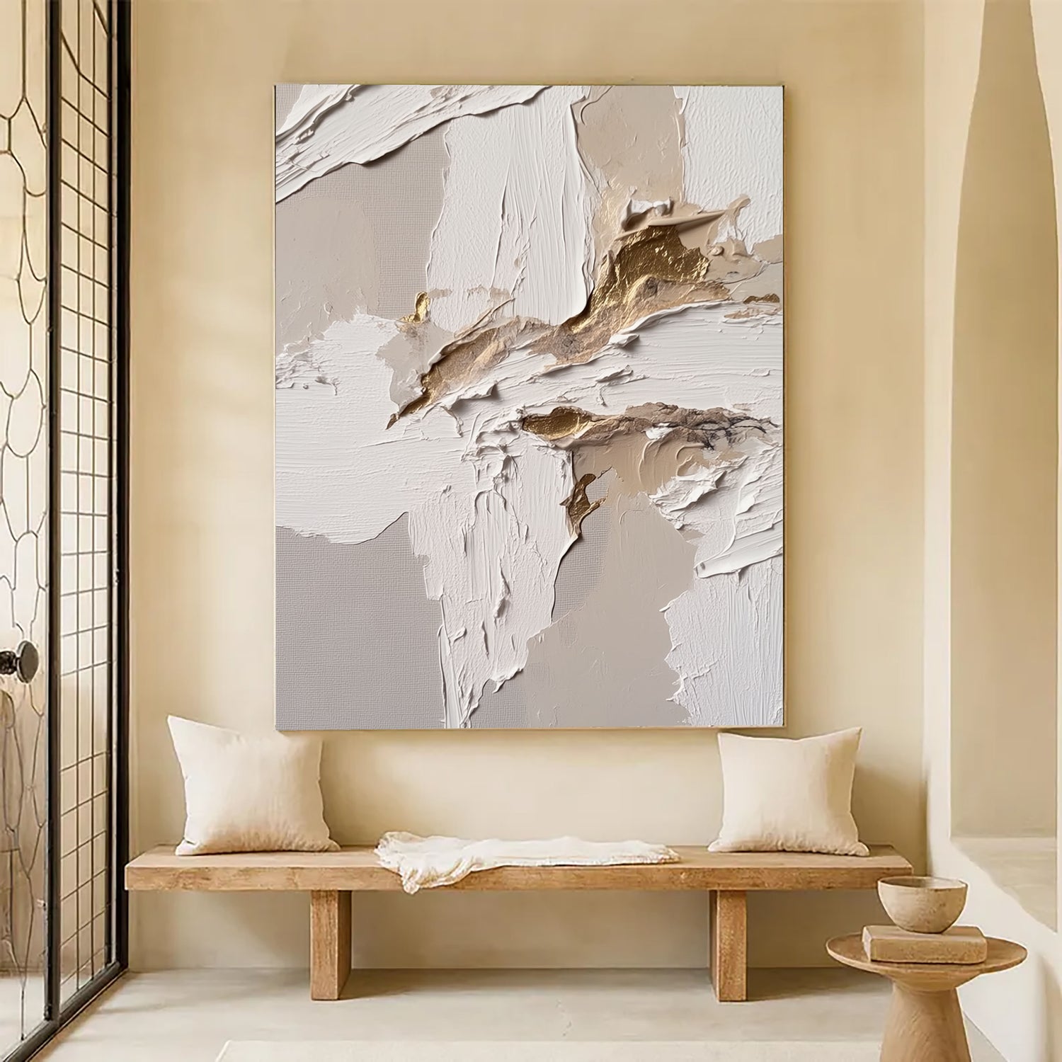 3D-Textured Art | Neutral Gold Vein