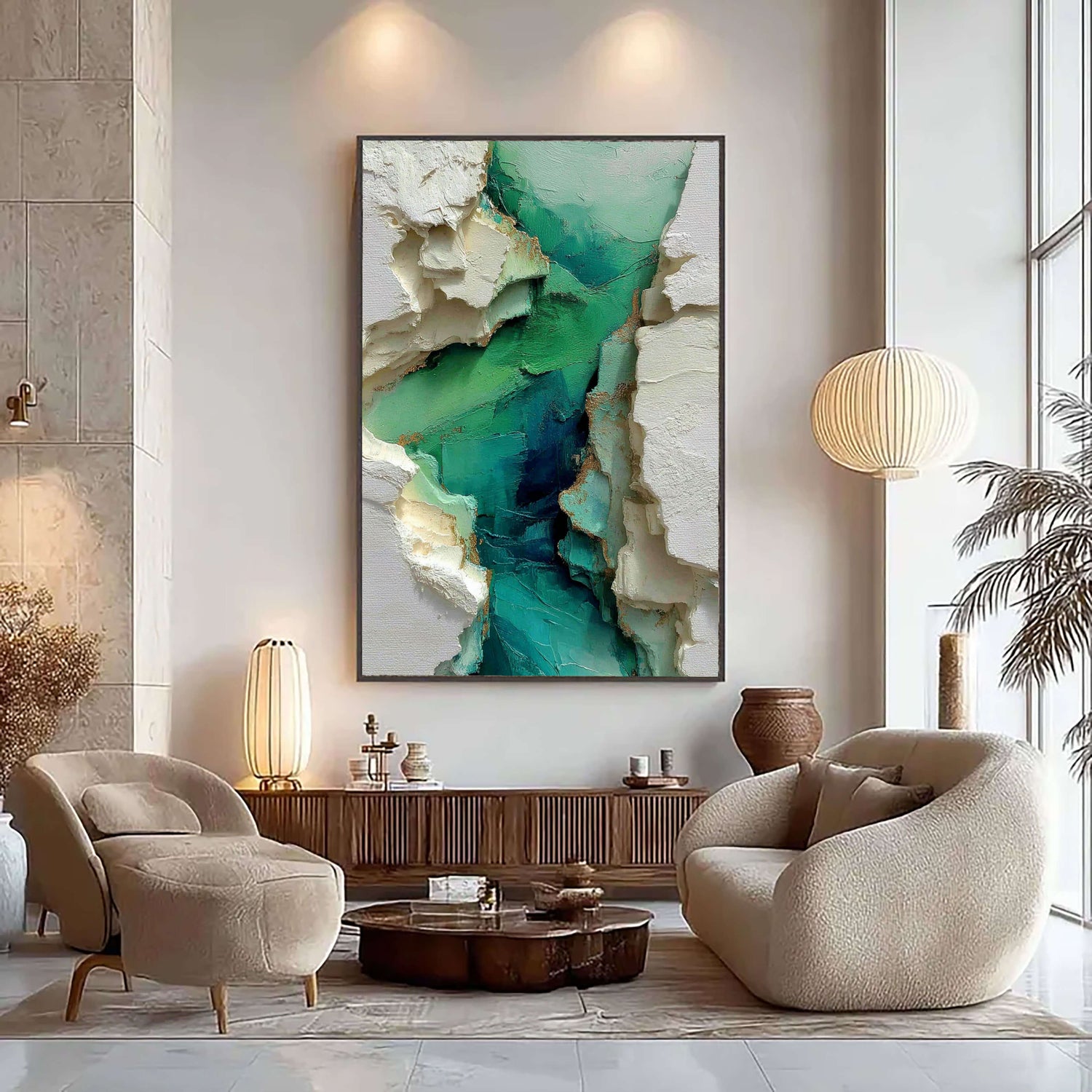 3D-Textured Art | Emerald Fractured Strata