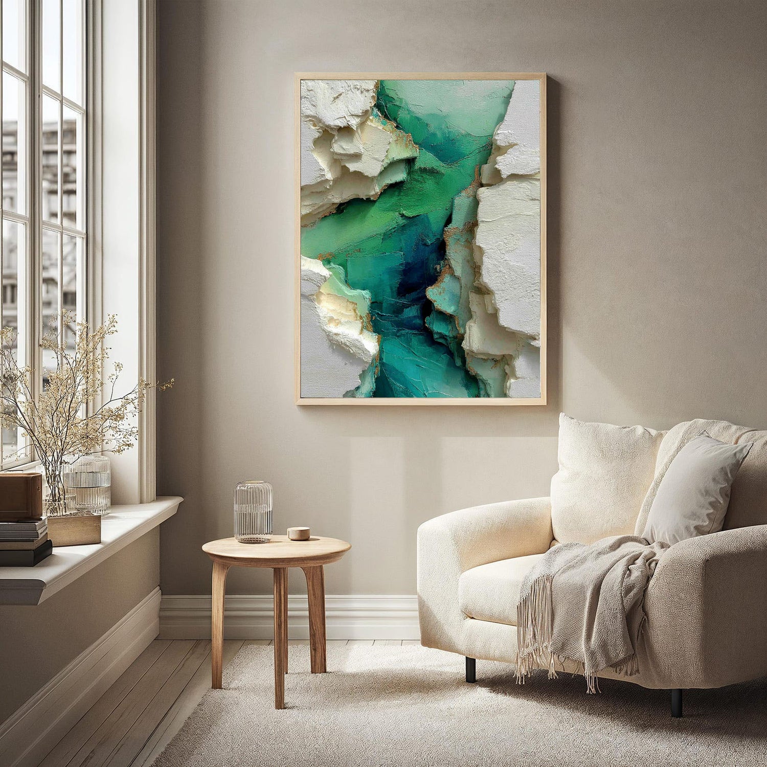 3D-Textured Art | Emerald Fractured Strata