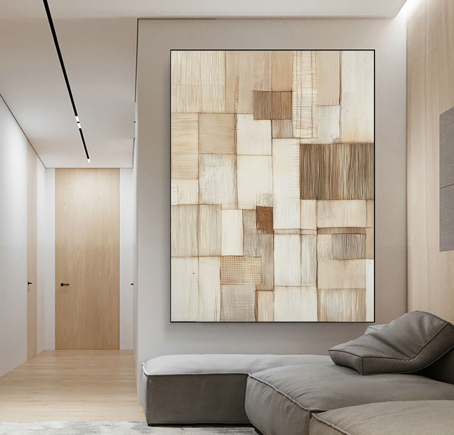 3D-Textured Art | Neutral Weave Mosaic