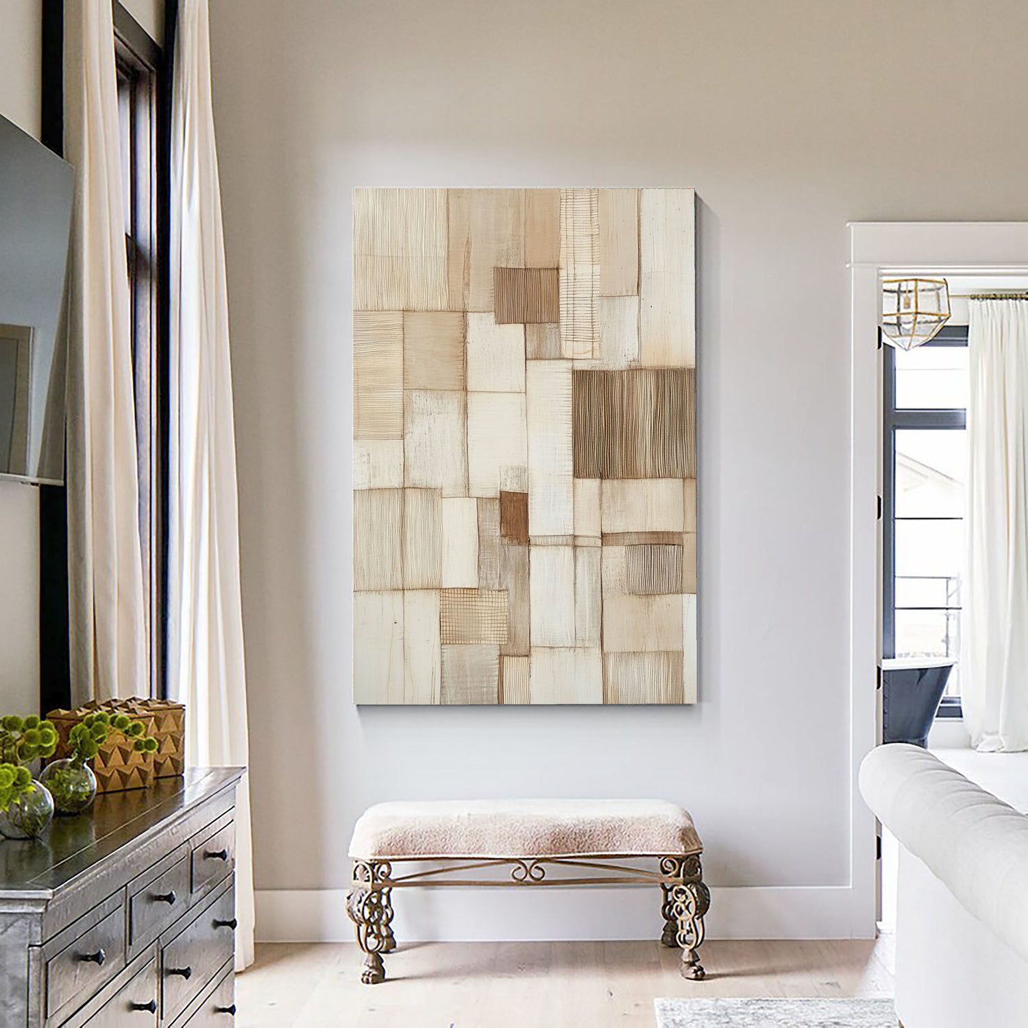 3D-Textured Art | Neutral Weave Mosaic