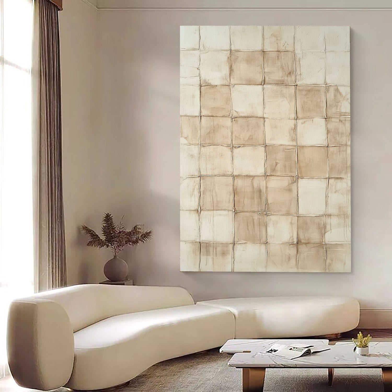 Wabi-Sabi Art | Weathered Linen Grid