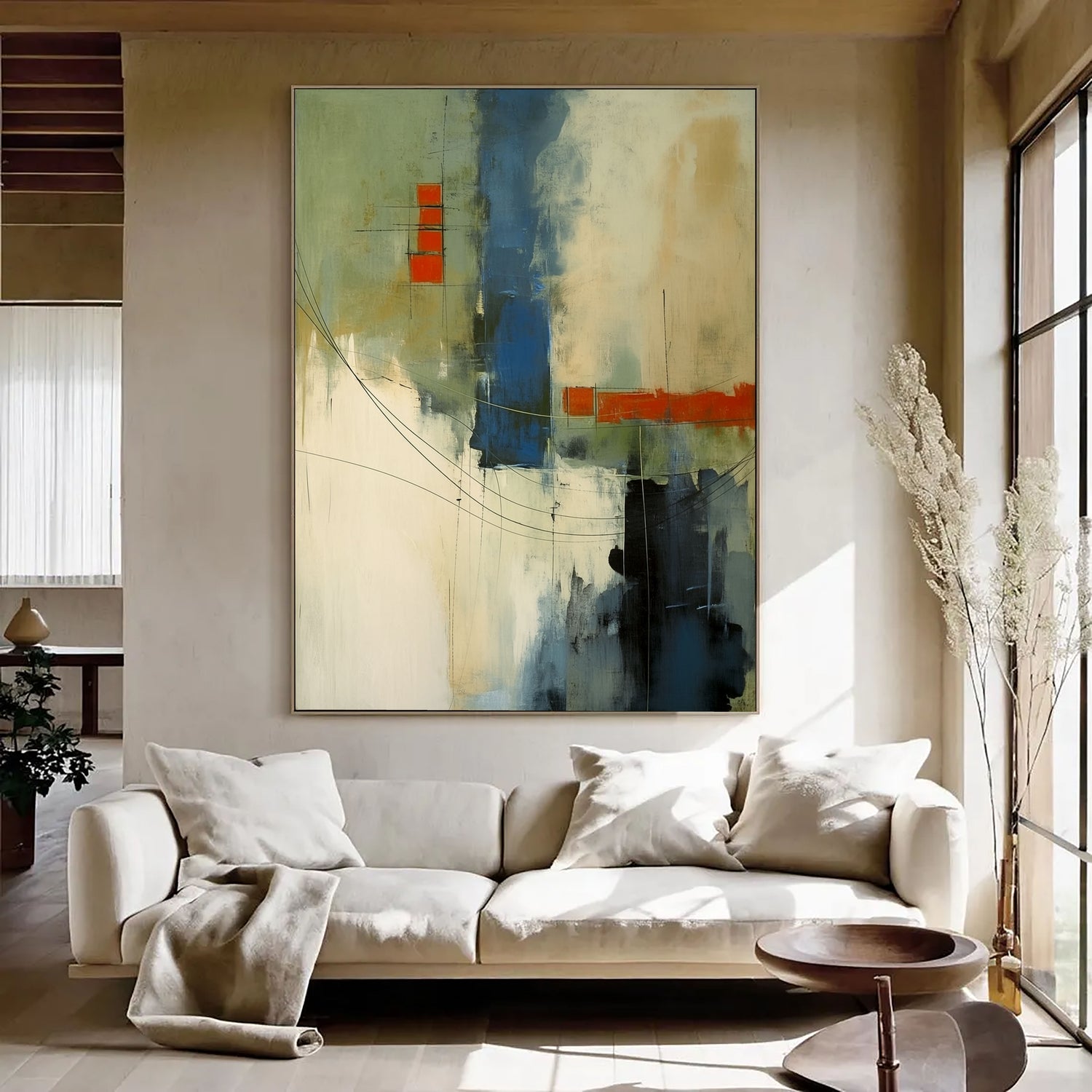 Abstract Art | Blue Orange Linework