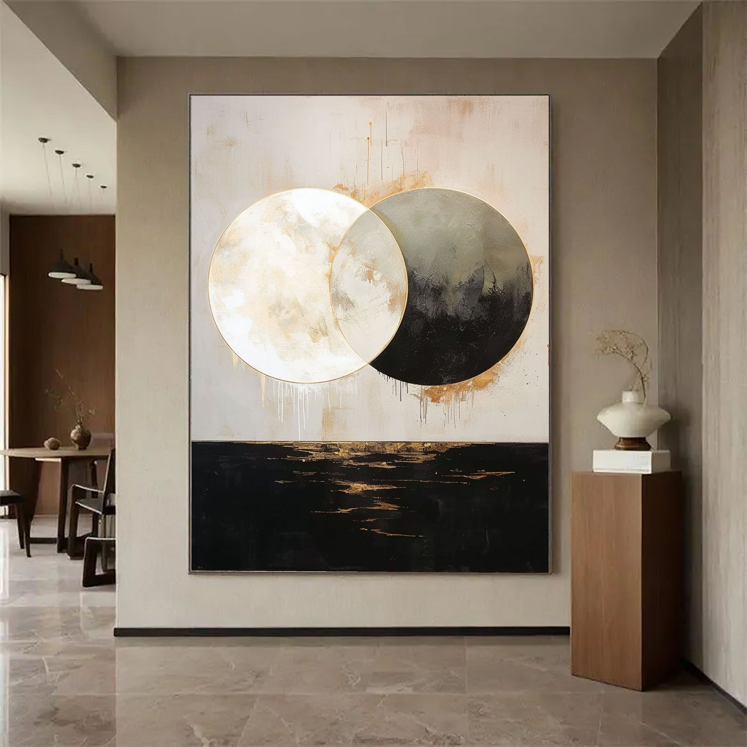 Contemporary Luxe Art | Gilded Lunar Duality