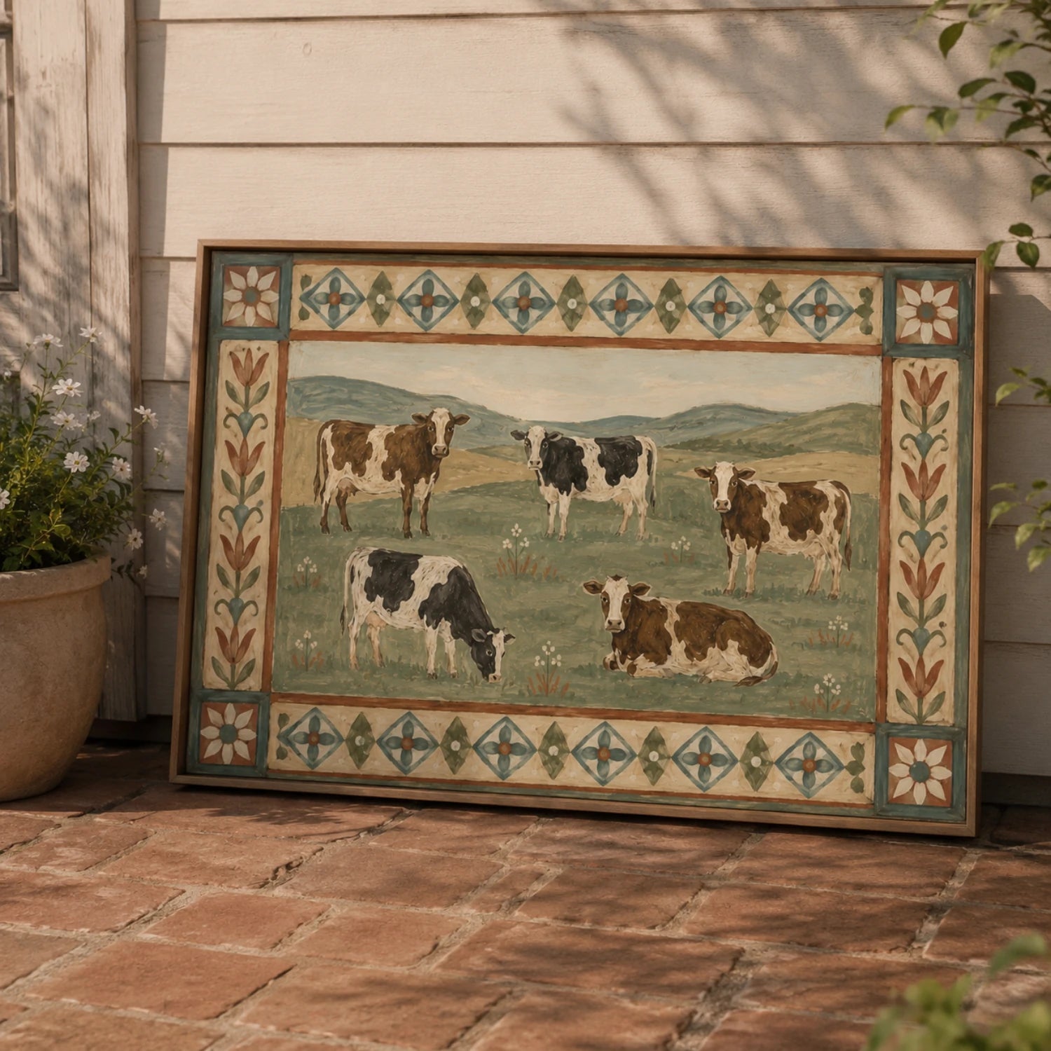 Vintage Americana Art |  Pasture Cow Quintet