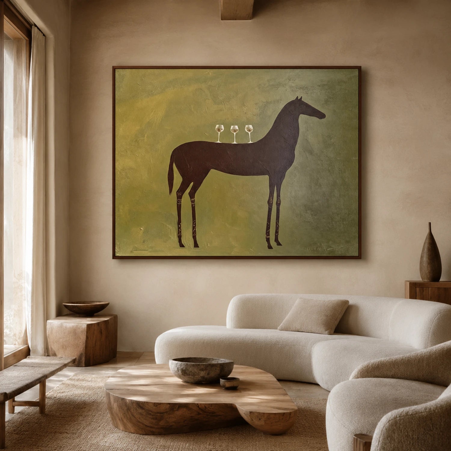 Vintage Americana Art | Olive Green Toast Equine