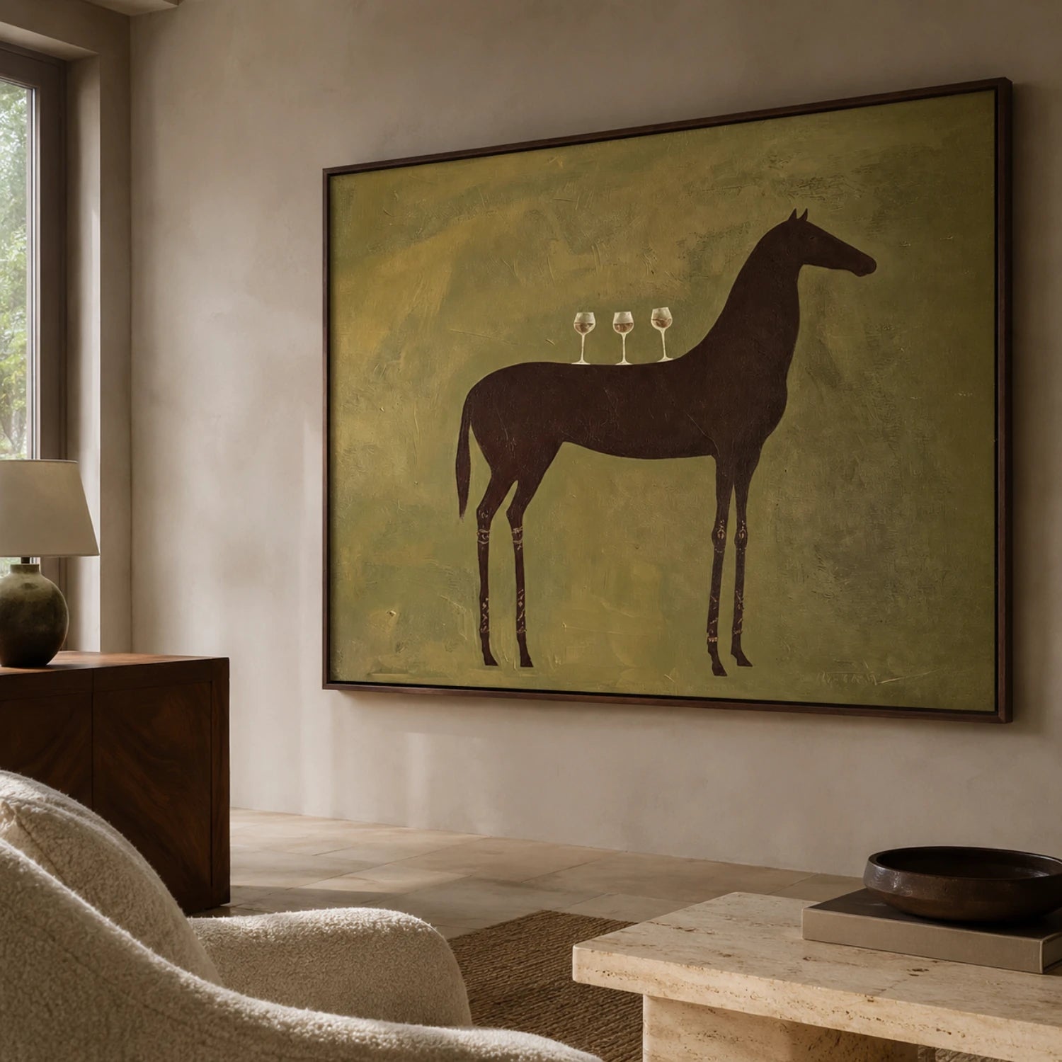 Vintage Americana Art | Olive Green Toast Equine