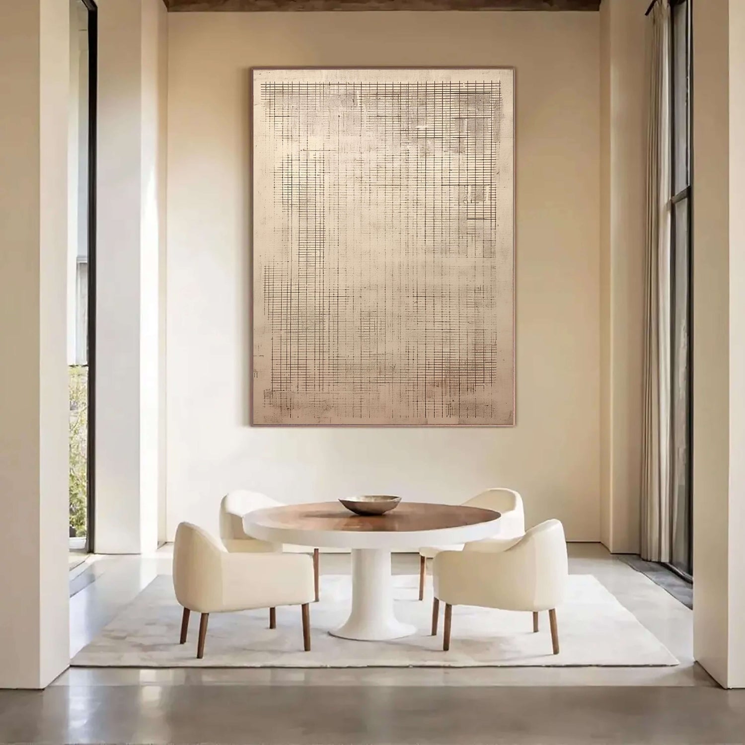 Wabi-Sabi Art | Weathered Grid Meditation