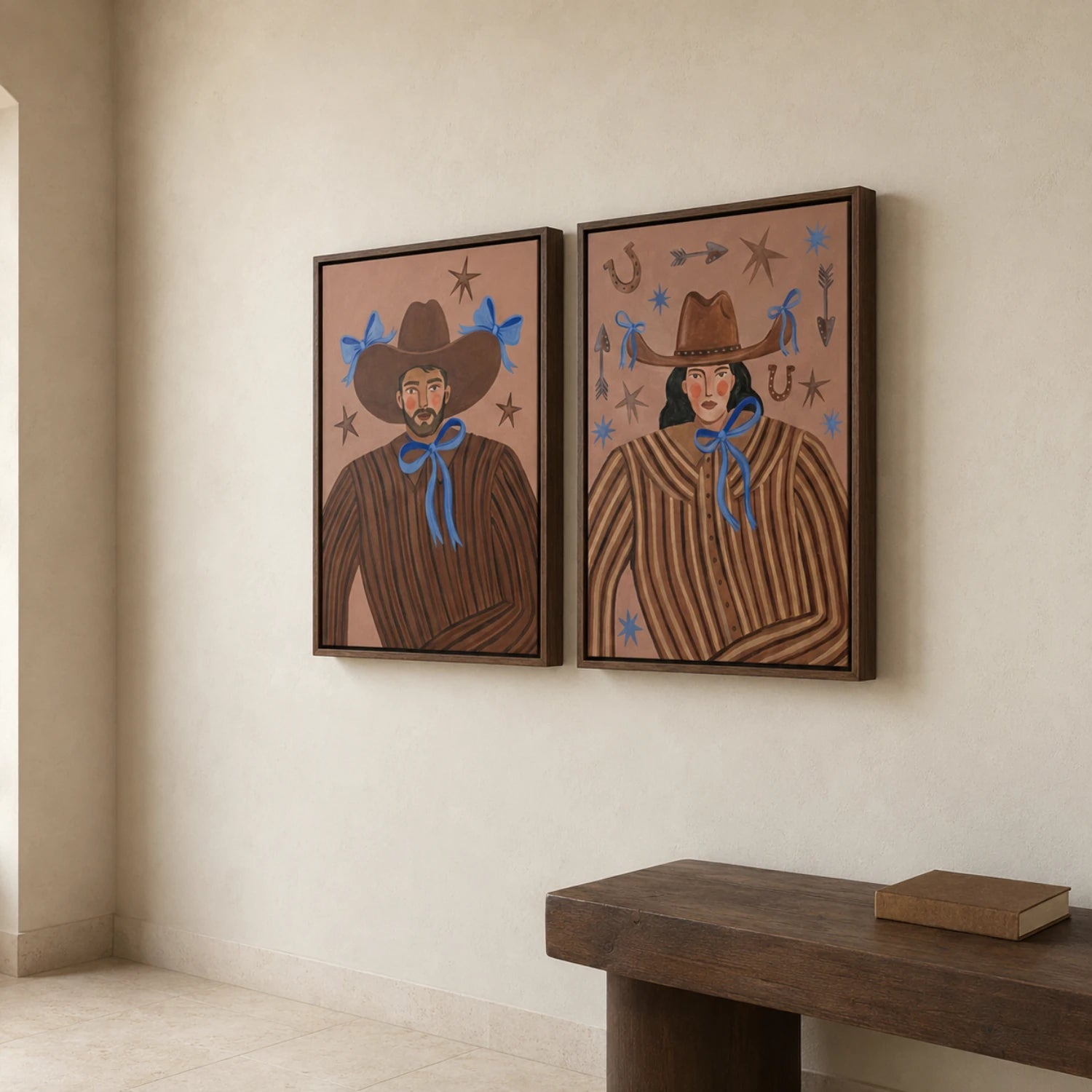 Vintage Americana Art | Starry Prairie Pair