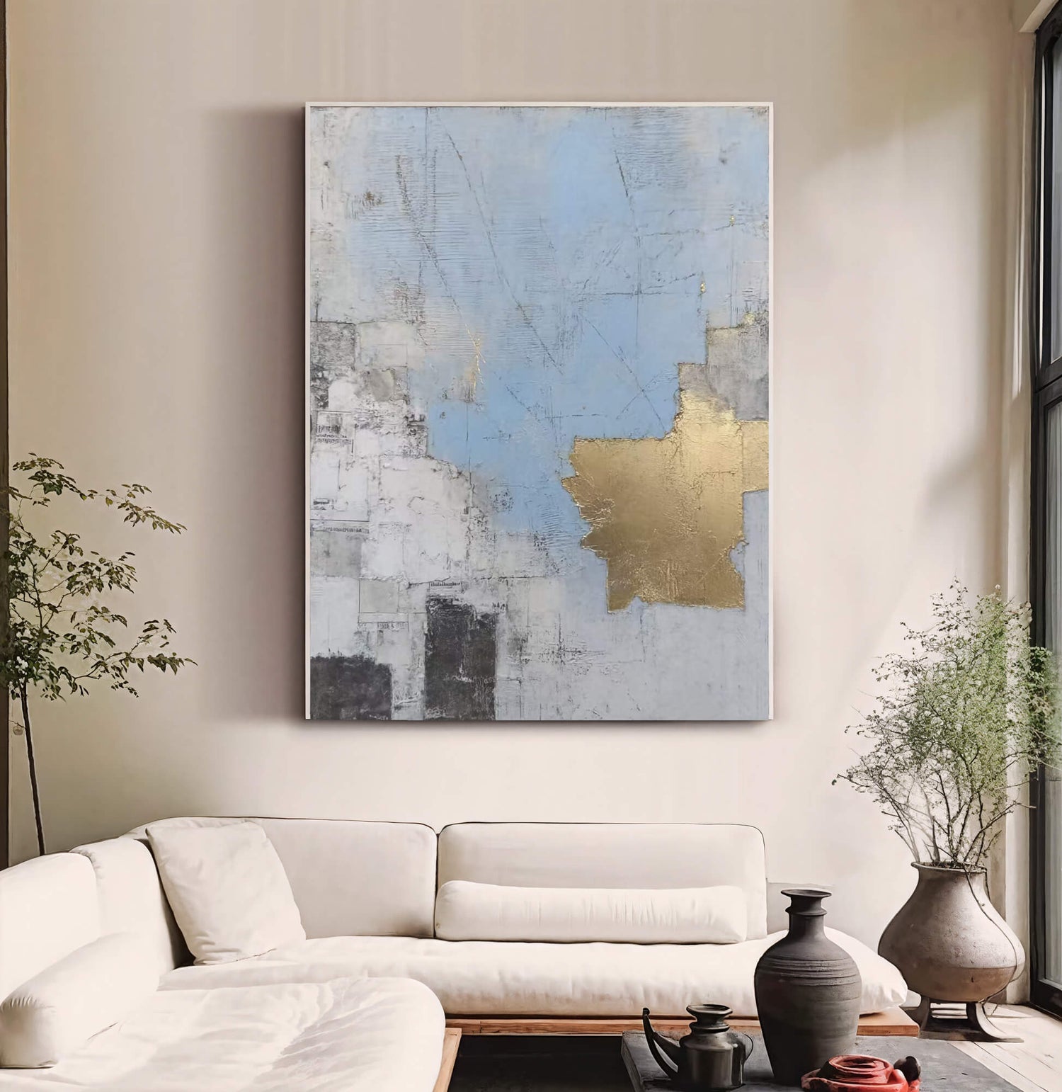 Contemporary Luxe Art | Gilded Blue Collage
