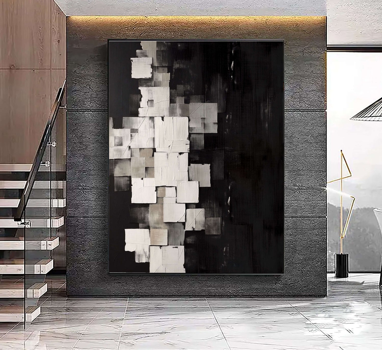 Wabi-Sabi Art | Weathered Monochrome Mosaic