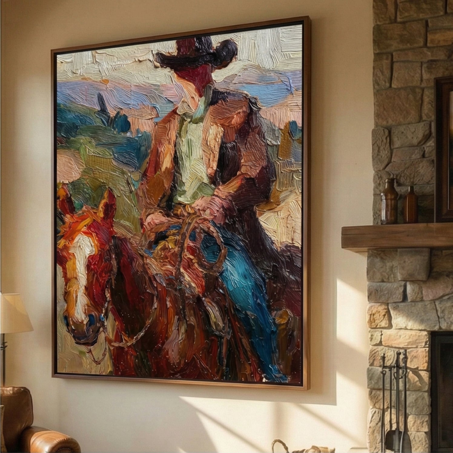 Vintage Americana Art | Crimson Steed Rider