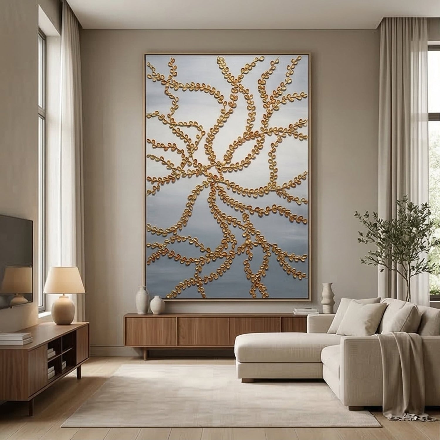 Contemporary Luxe Art | Gilded Vine Lace