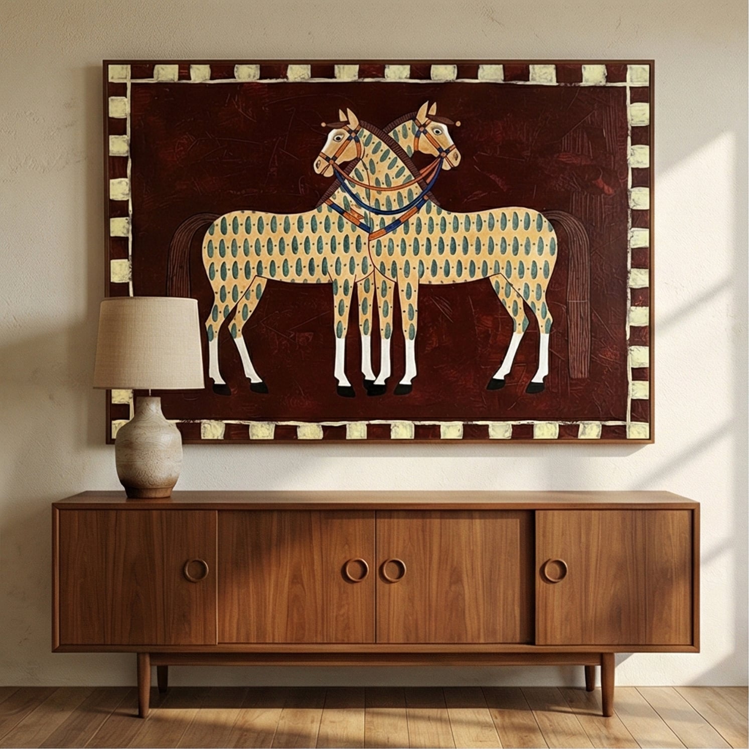 Vintage Americana Art | Spotted Horses