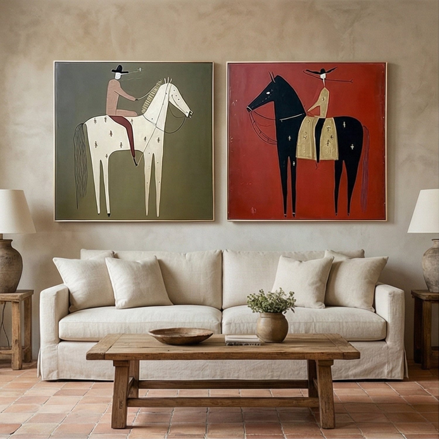 Vintage Americana Art | Twin Riders