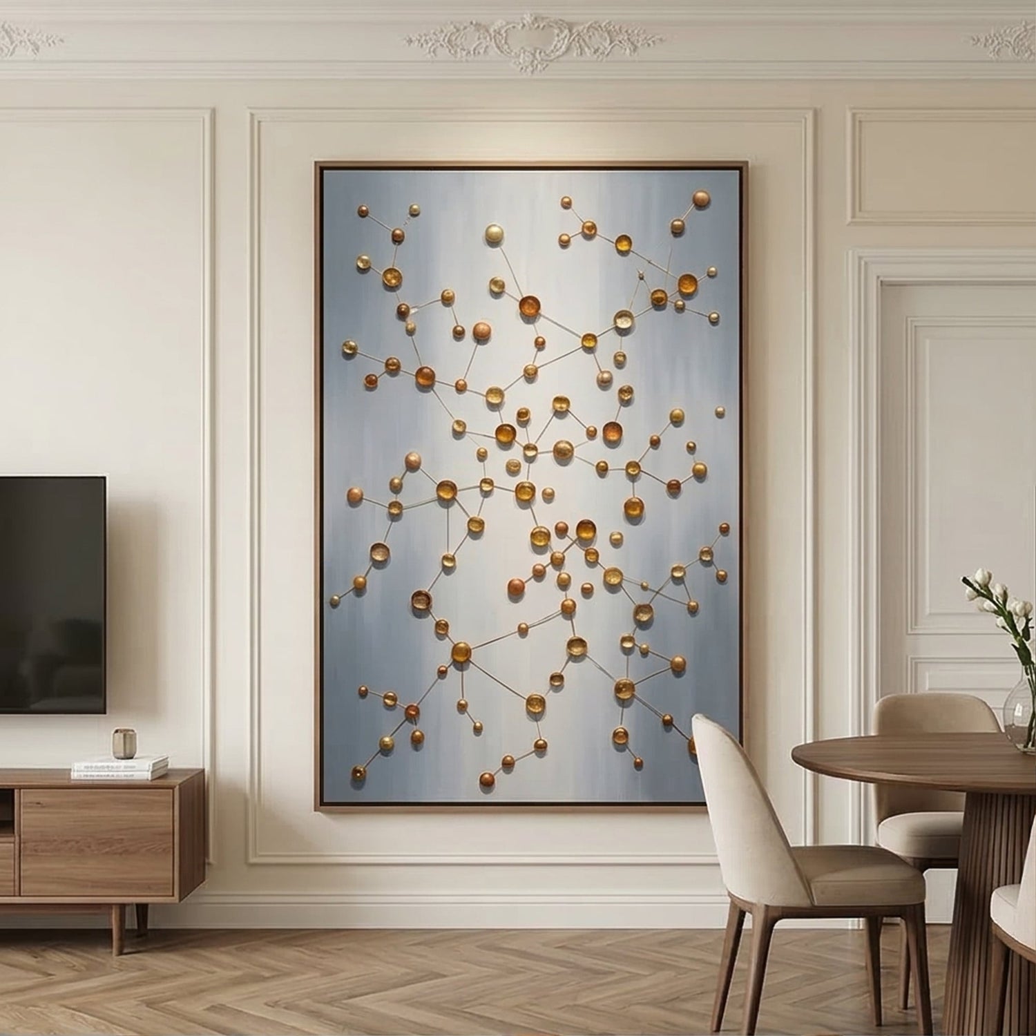 Contemporary Luxe Art | Golden Orbit Lattice