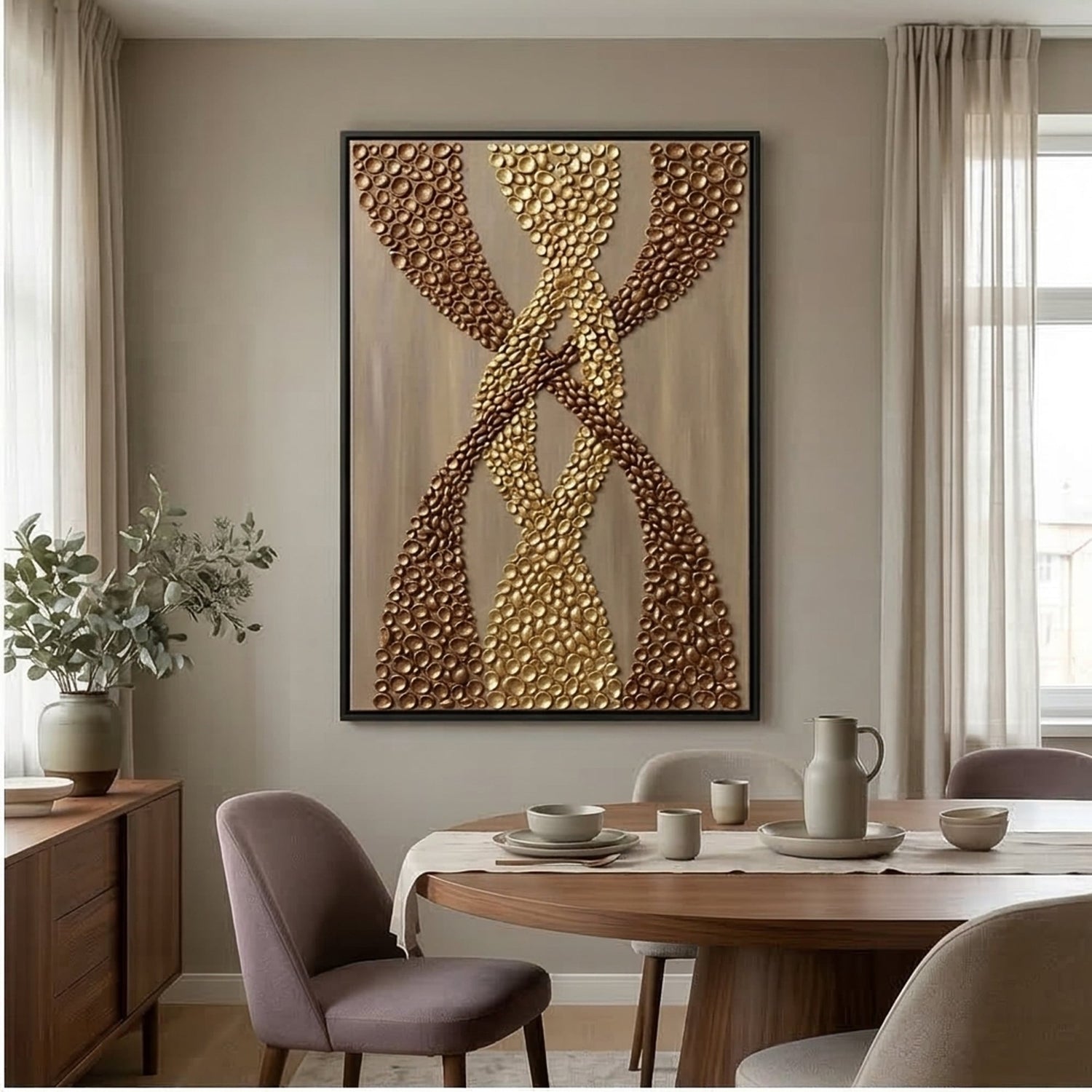 Contemporary Luxe Art | Interwoven Golden Tides