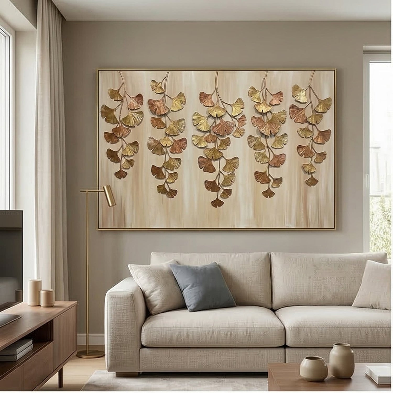 Contemporary Luxe Art | Gilded Ginkgo Cascade