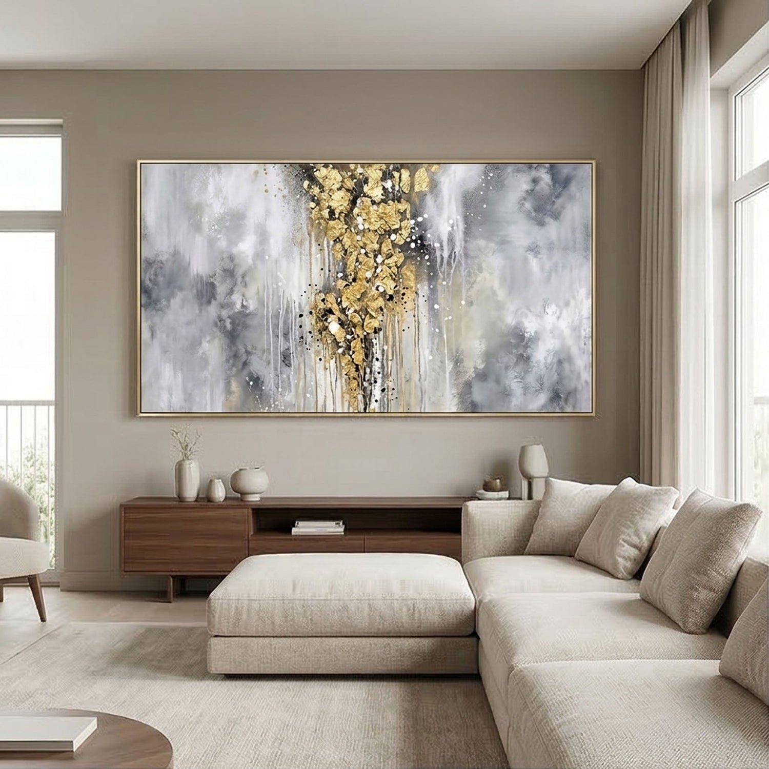 Contemporary Luxe Art | Golden Veil Column