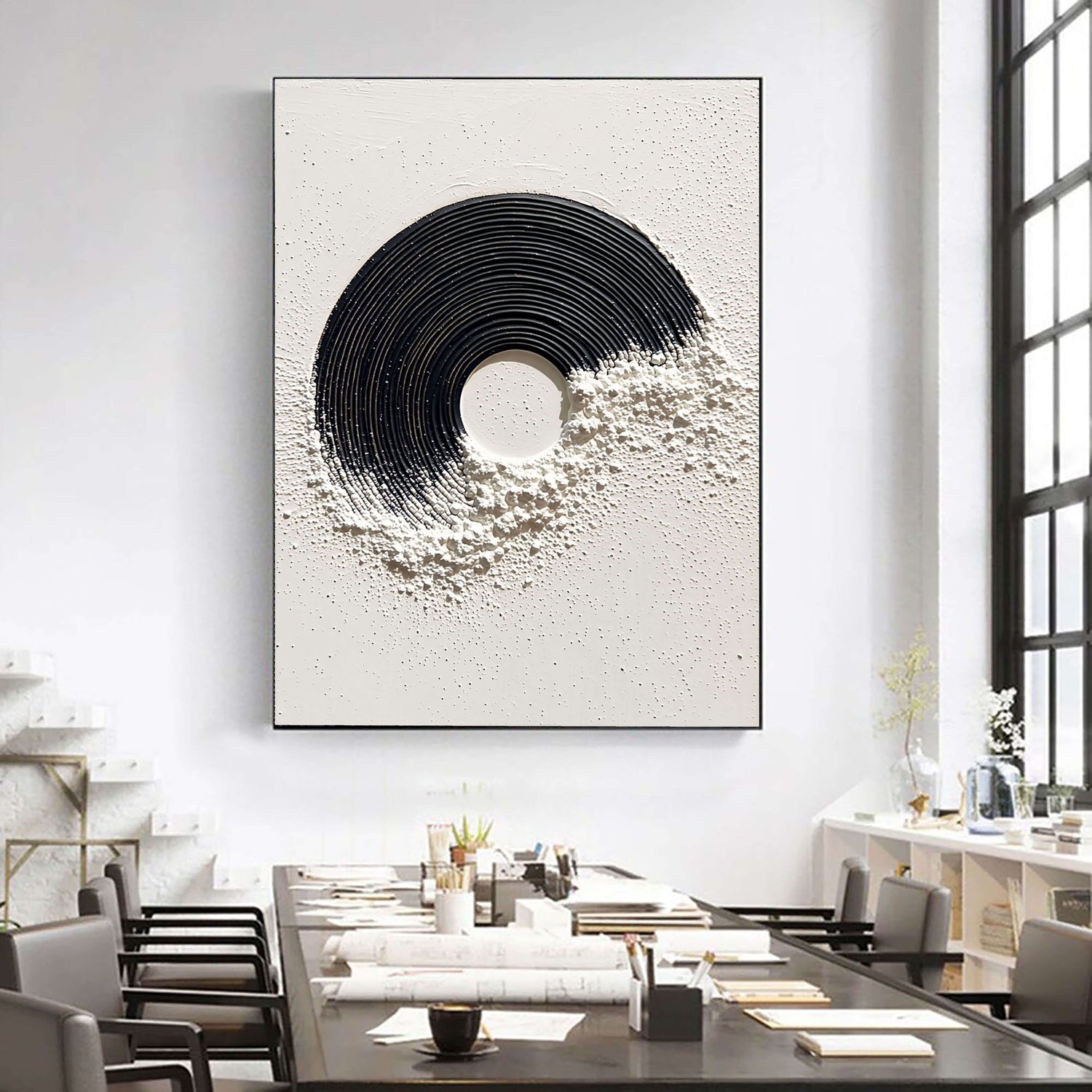 3D-Textured Art | Monochrome Wave Eruption