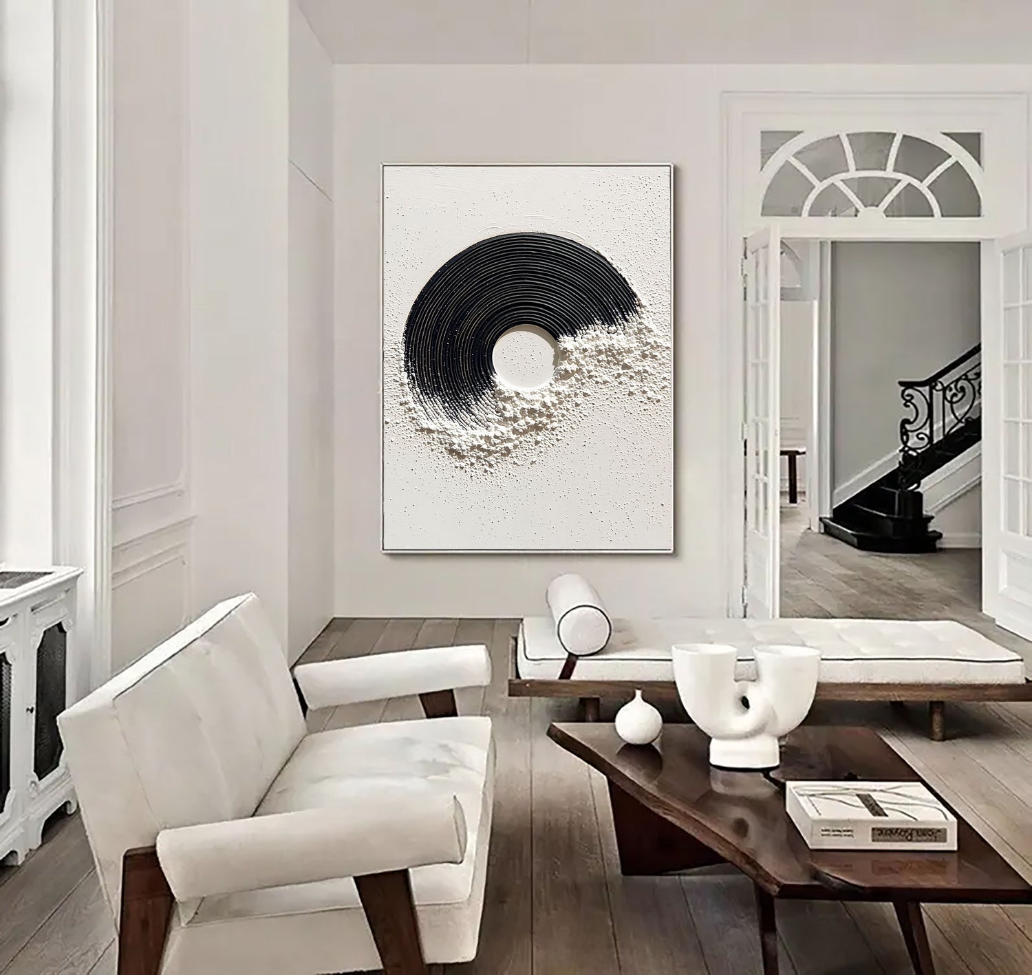 3D-Textured Art | Monochrome Wave Eruption