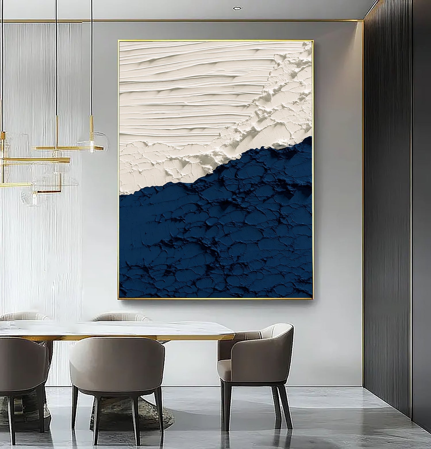 3D-Textured Art | Indigo Shore & Frosted Wave