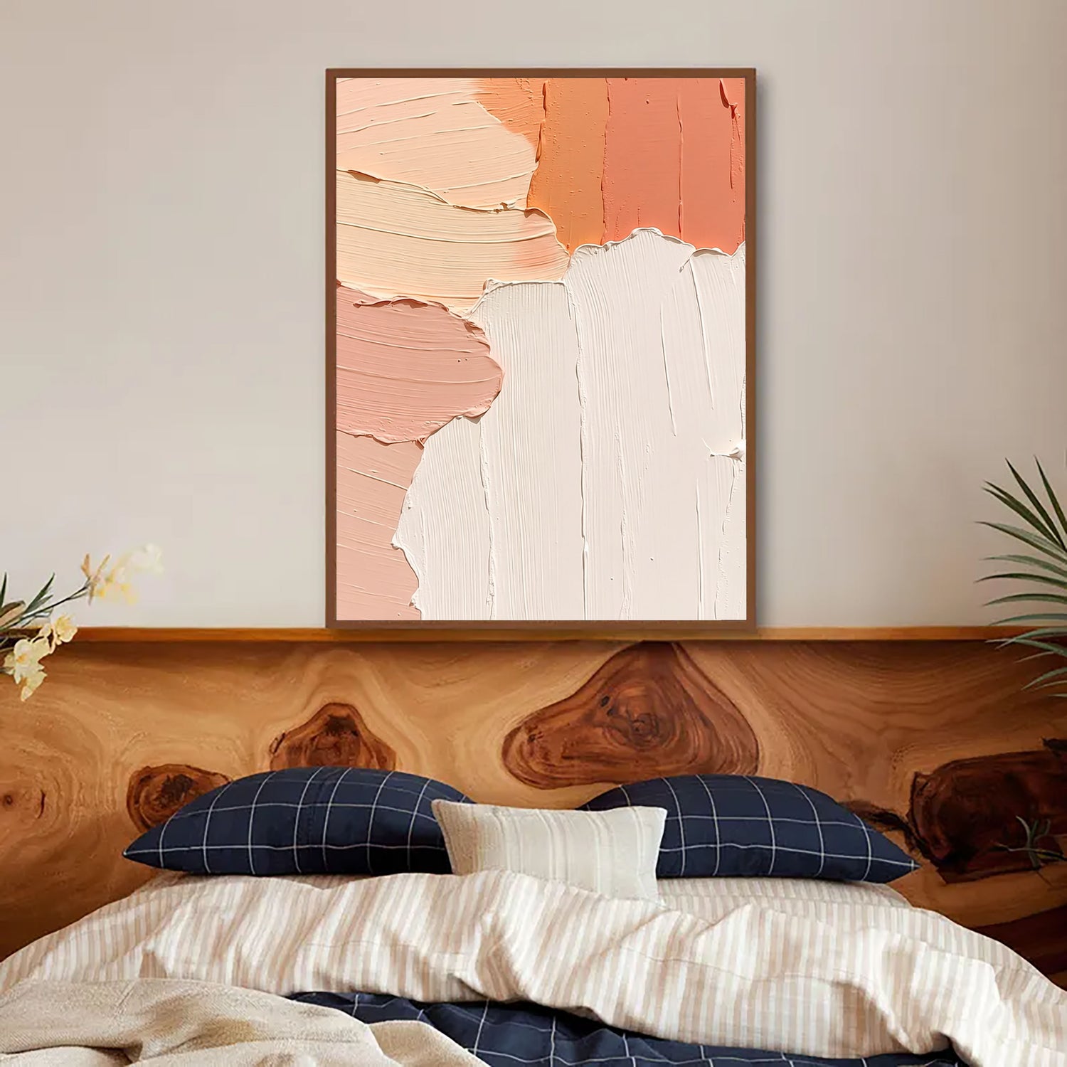 3D-Textured Art | Warm Peach Cream Palette