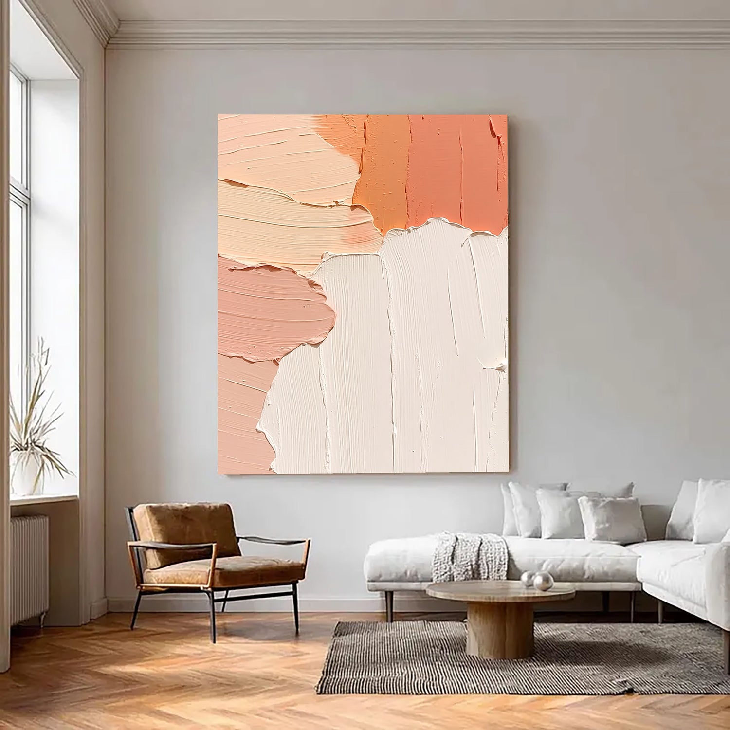 3D-Textured Art | Warm Peach Cream Palette