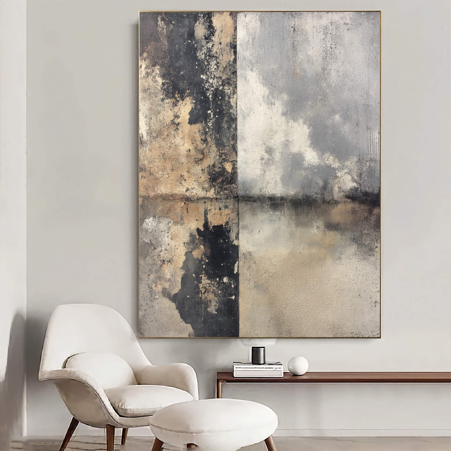 Wabi-Sabi Art | Weathered Grid Wash