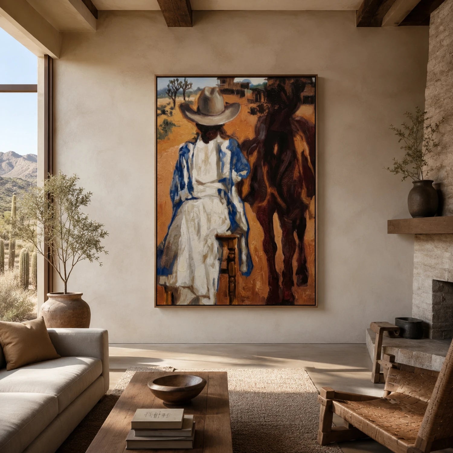 Vintage Americana Art | Pastoral Bull Scene