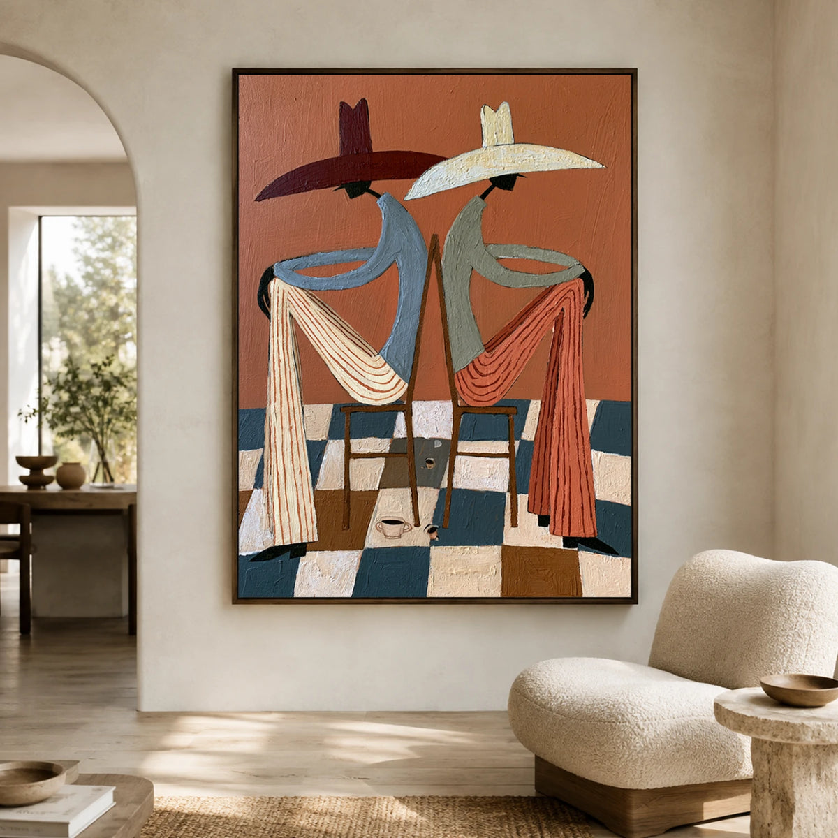 Vintage Americana Art | Terracotta Chat