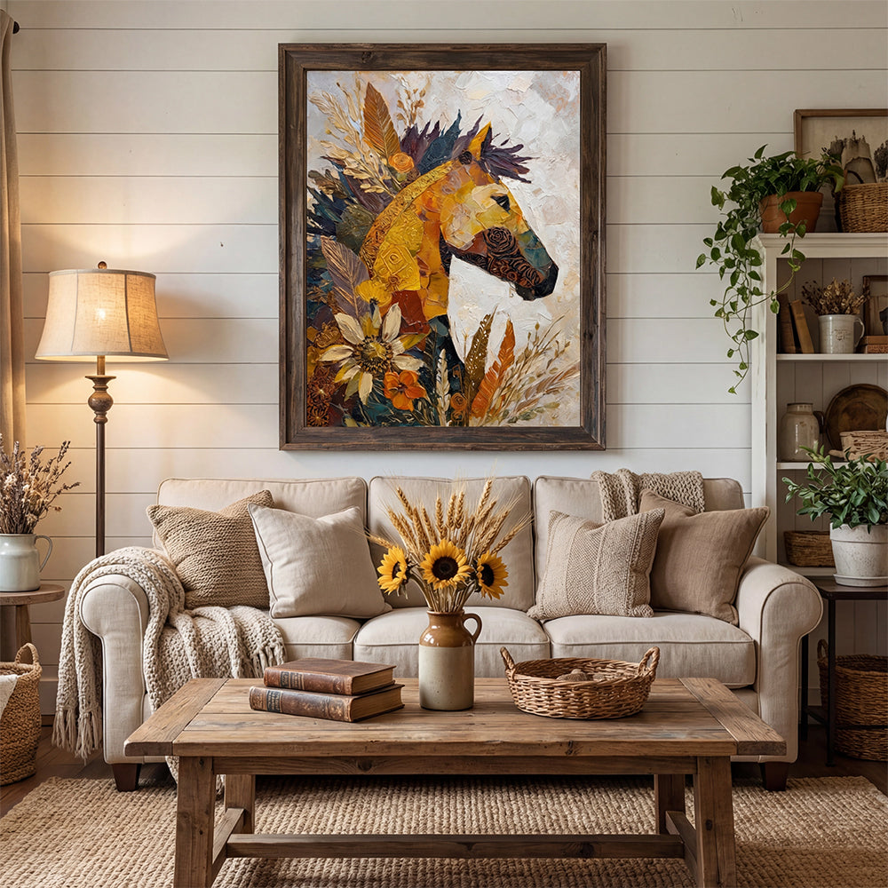 3D-Textured Art | Golden Harvest Horse