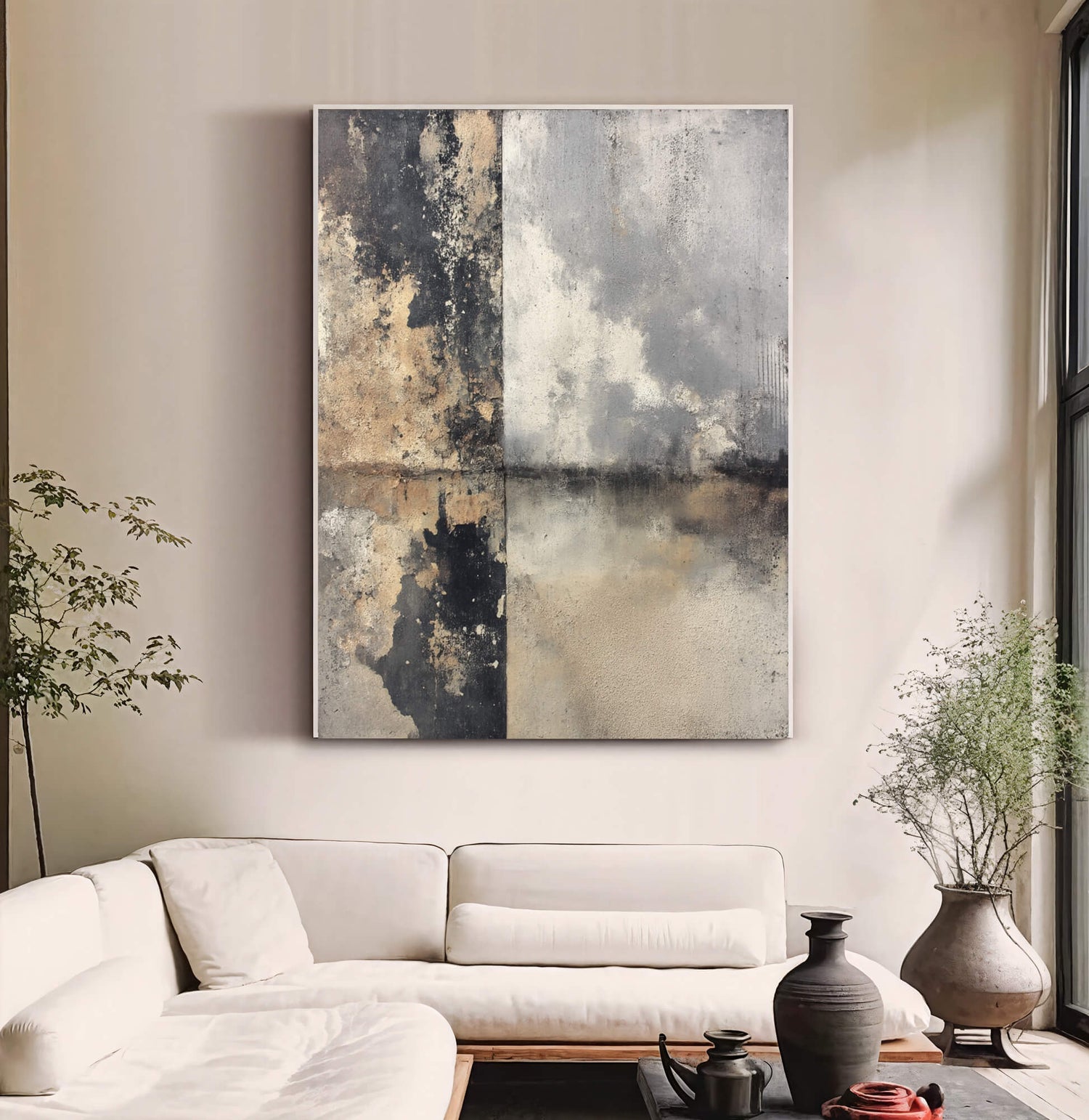 Wabi-Sabi Art | Weathered Grid Wash