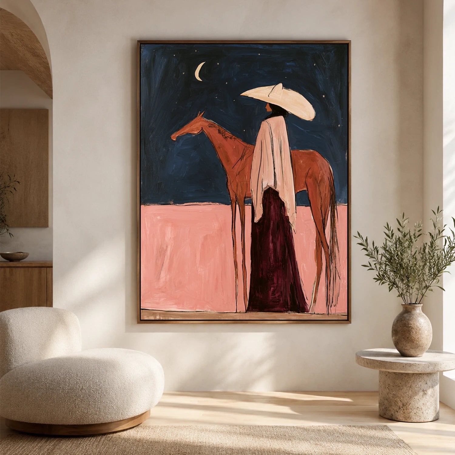 Vintage Americana Art | Moonlit Plains