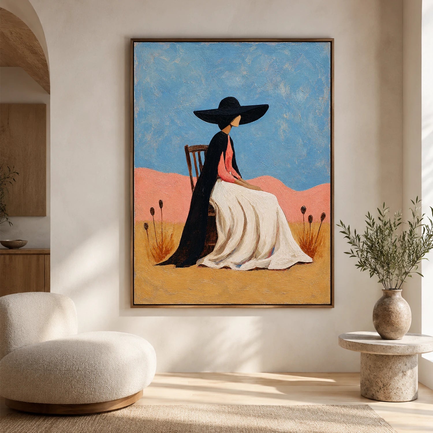 Vintage Americana Art | Gazing Over Pink Hills