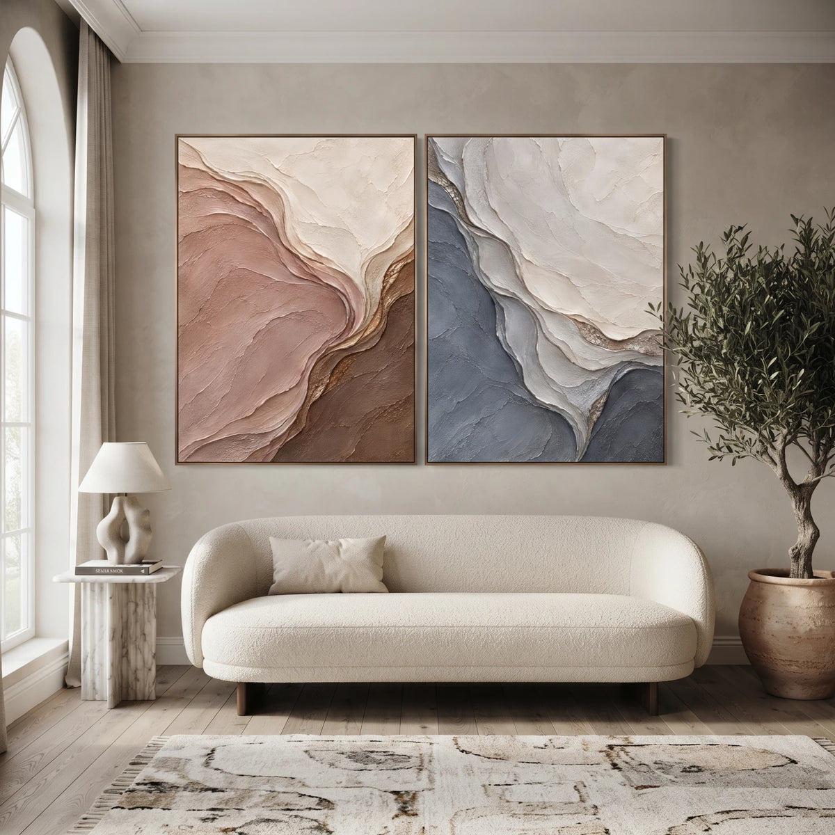 Blush and Slate Folded Duet — artwork view 1