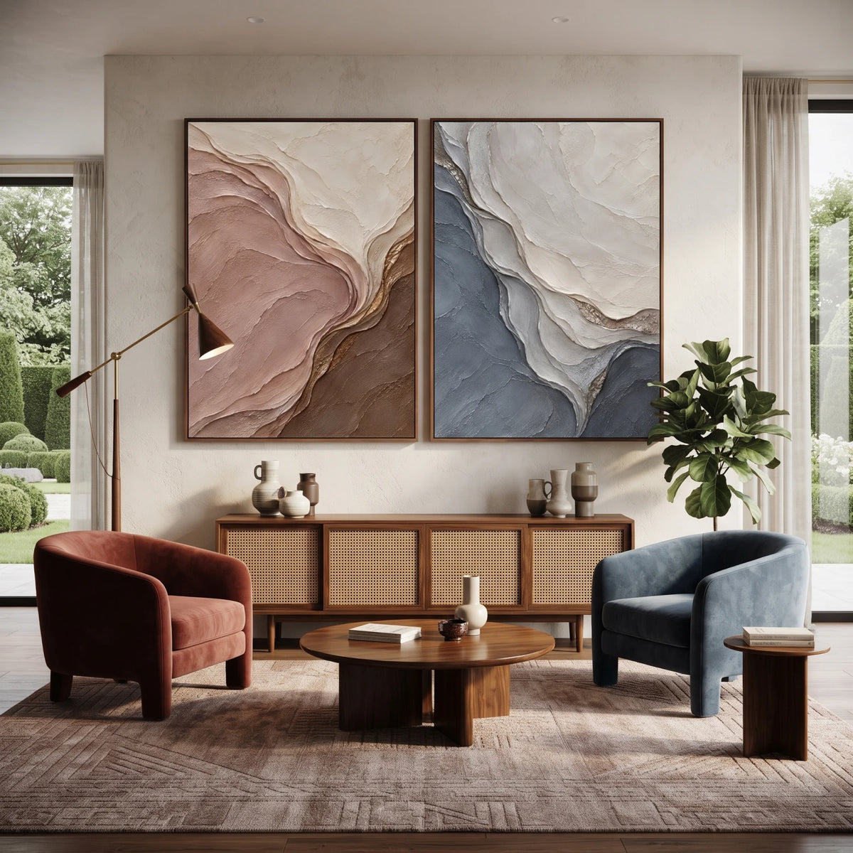 Blush and Slate Folded Duet — artwork view 3