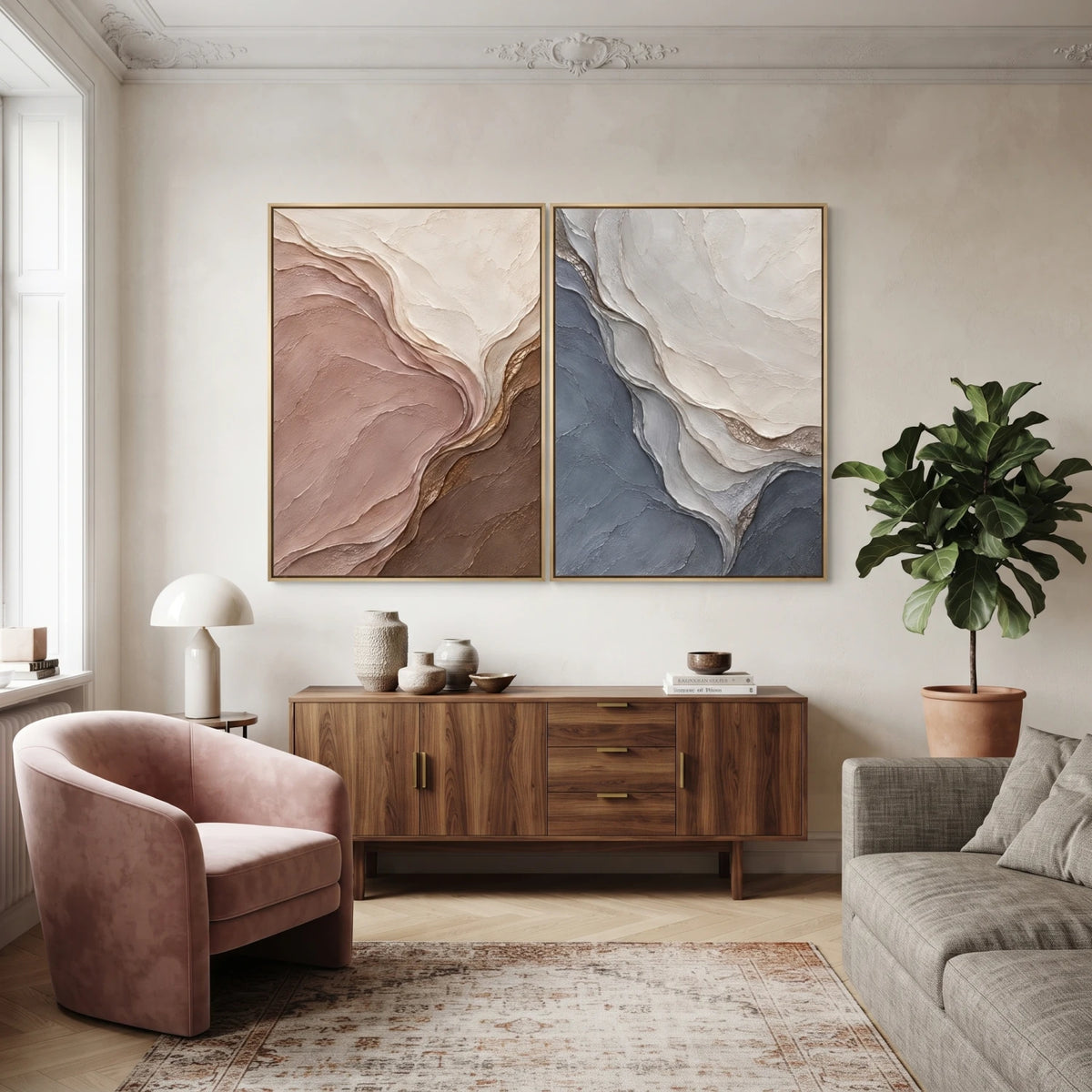 Blush and Slate Folded Duet — artwork view 5