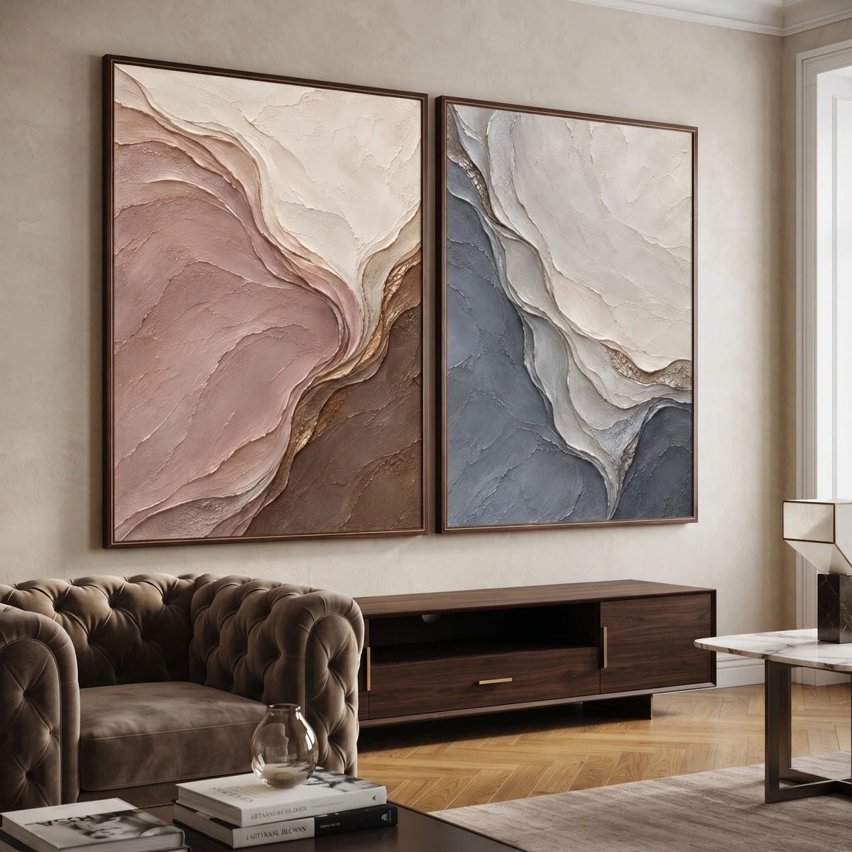 Blush and Slate Folded Duet — artwork view 6
