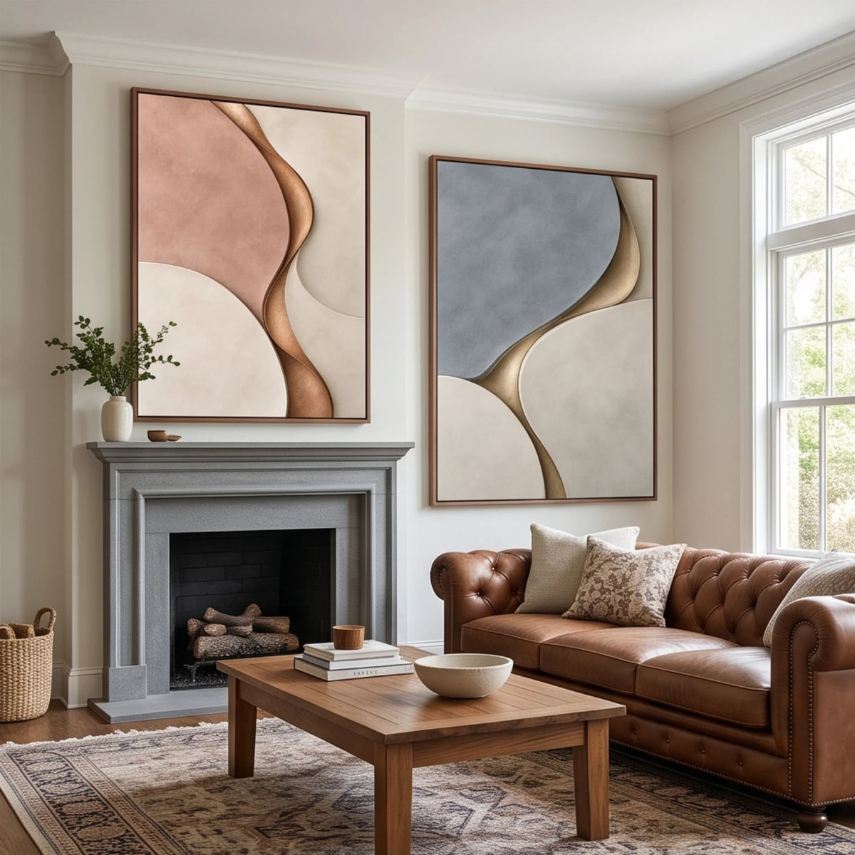 Blush and Slate Harmony — artwork view 1