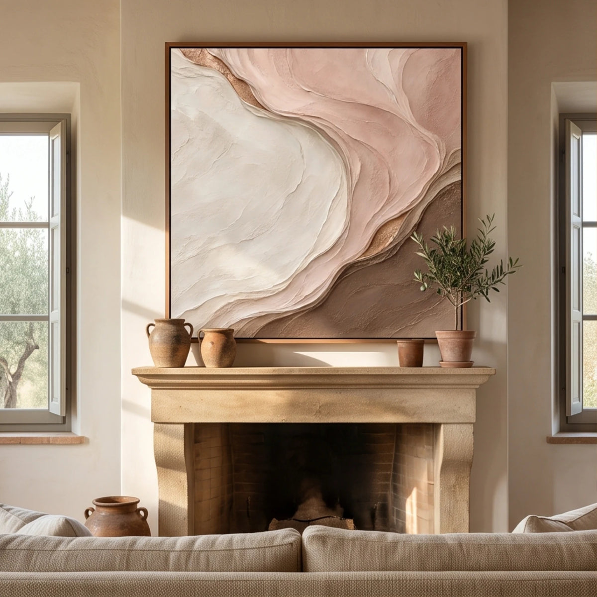Blush Stone Waves — artwork view 1