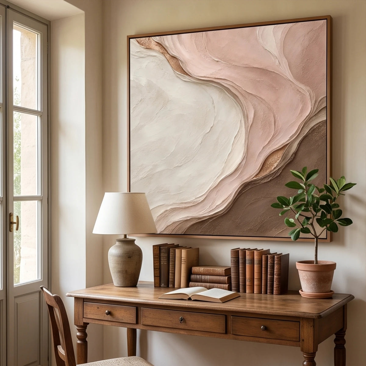 Blush Stone Waves — featured artwork in an interior setting