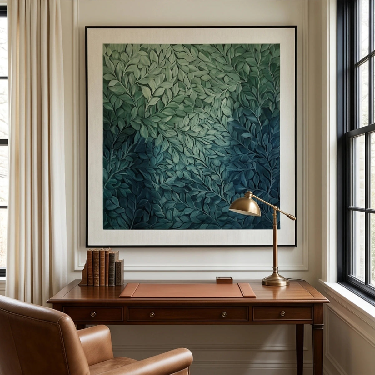Emerald Canopy Depths — featured artwork in an interior setting