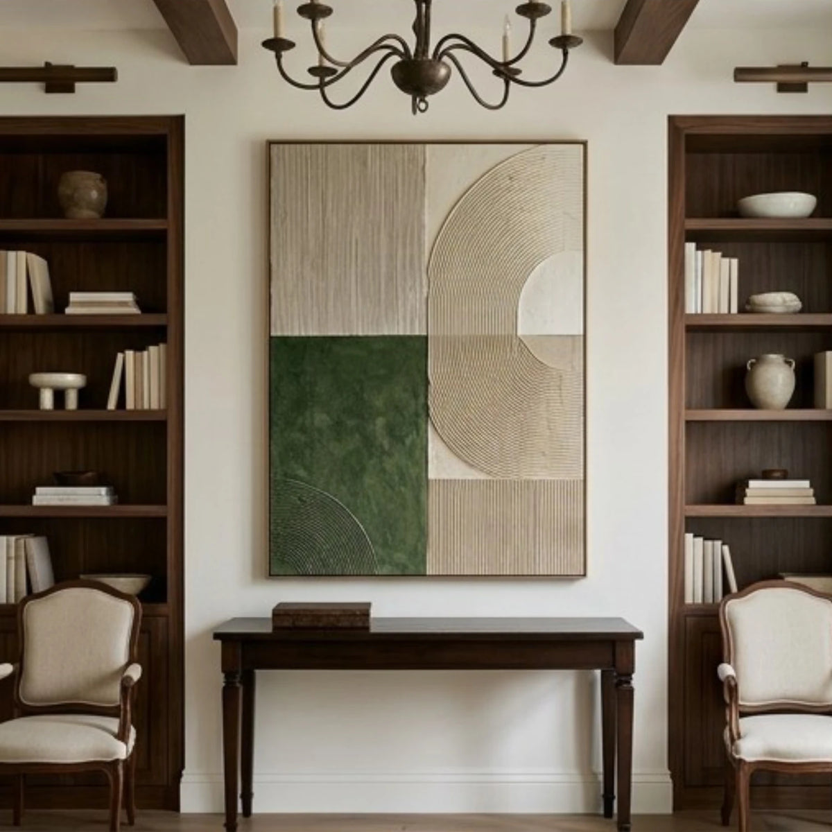 Forest and Ivory Geometry — featured artwork in an interior setting