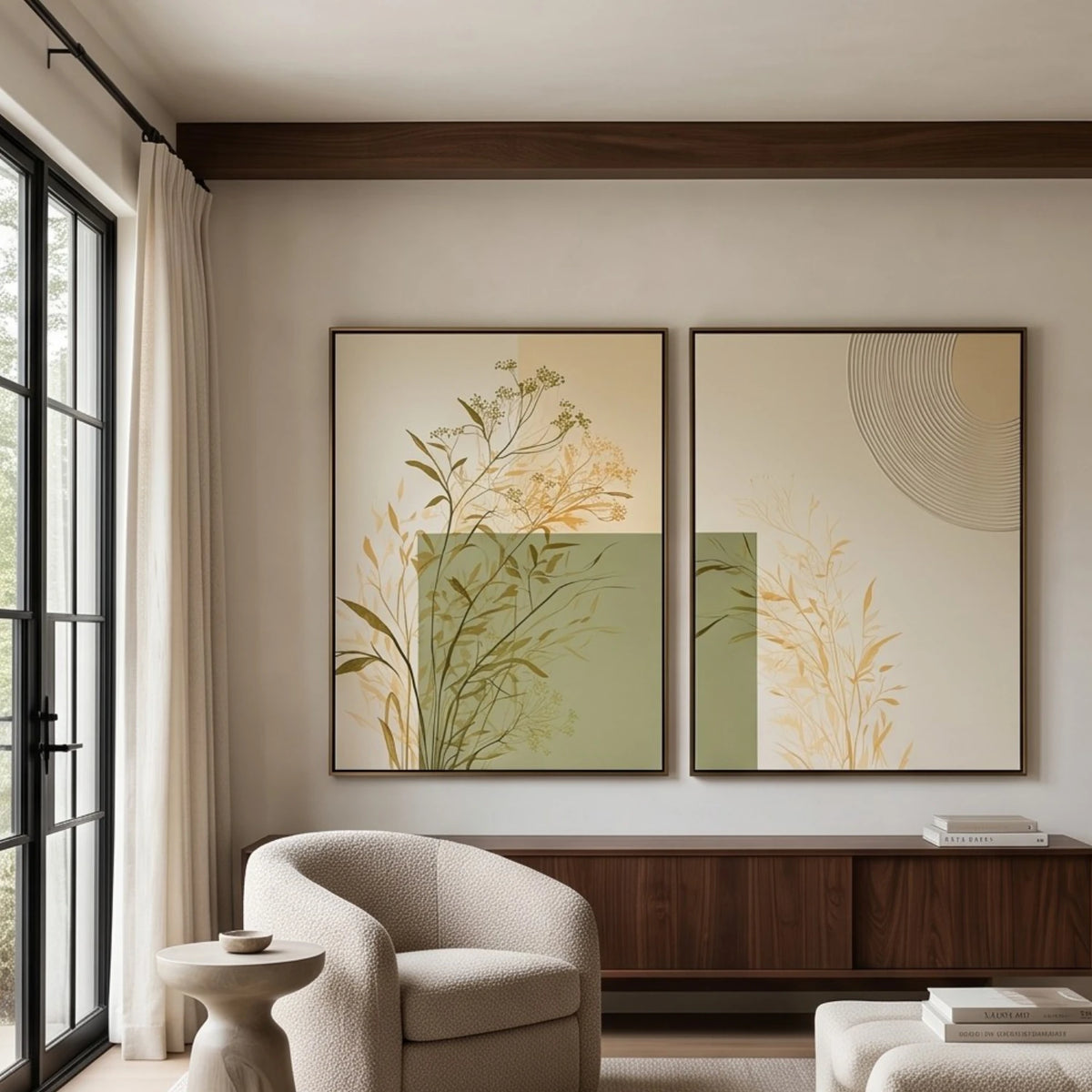 Golden Meadow Duet — featured artwork in an interior setting