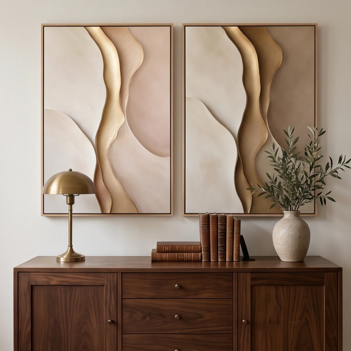 Golden Ribbon Flow — featured artwork in an interior setting