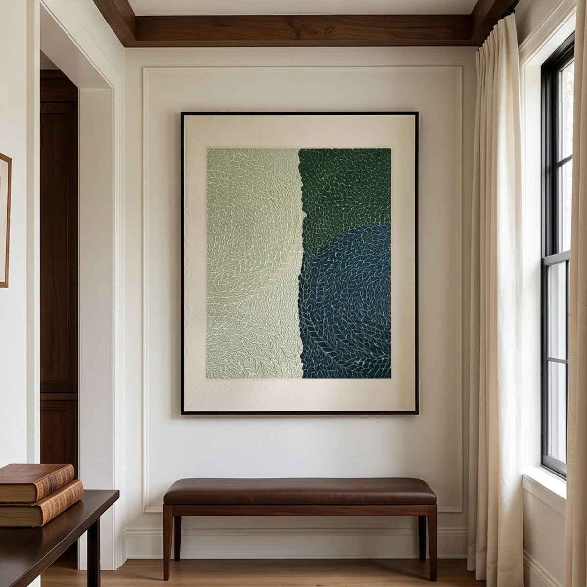 Midnight Botanical Curves — featured artwork in an interior setting
