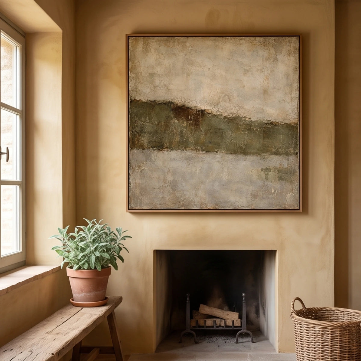 Olive Horizon Stillness — artwork view 1